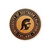 USC Trojans U of So Cal Tommy Head Alder Wood Round Magnet